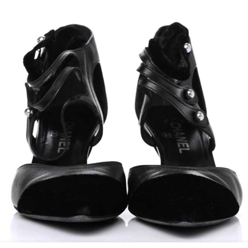 Chanel Leather Heels with Velvet Toe